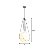 Modern White Frosted Glass Restaurant Hanging Light Kit - 1 Head Ceiling Pendant Lamp With Teardrop