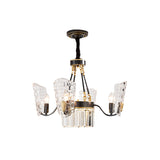 Modern Crystal Chandelier With Clear Glass And Black Suspension 4/6 Bulbs - Perfect For Kitchen