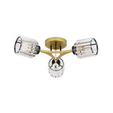 Contemporary K9 Crystal Gold Flushmount Light Fixture - Cylindrical Design 3/6 Heads