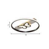 Nordic Black Butterfly Flush Mount Led Ceiling Light Fixture With Acrylic Shade In Warm/White