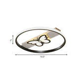 Nordic Black Butterfly Flush Mount Led Ceiling Light Fixture With Acrylic Shade In Warm/White