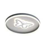 Grey Acrylic Led Ceiling Lamp: Modern Circular Flush Light With Butterfly/Loving Heart Design For