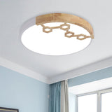 Modern Acrylic Circle Flush Ceiling Light With Wood Design - Led Spotlight In Grey/White/Green