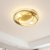 Metal Halo Ring Led Flush Mount Fixture In Black/Gold For Bedroom - 16/19.5 Dia White/Warm Light