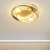 Metal Halo Ring Led Flush Mount Fixture In Black/Gold For Bedroom - 16/19.5 Dia White/Warm Light