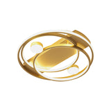 Metal Halo Ring Led Flush Mount Fixture In Black/Gold For Bedroom - 16/19.5 Dia White/Warm Light