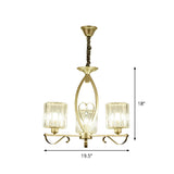 Modern Gold Cylinder Crystal Chandelier - 3/6 Lights Living Room Ceiling Light