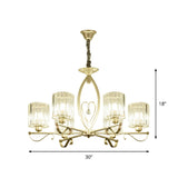 Modern Gold Cylinder Crystal Chandelier - 3/6 Lights Living Room Ceiling Light