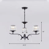 Modern Crystal Cone Chandelier: 3/6-Bulb Suspended Ceiling Lamp In Black Perfect For Bedrooms