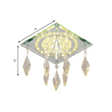Modern Square Led Clear Crystal Flush Mount Ceiling Light For Corridors