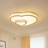 Cut Crystal Led Flush Mount Recessed Lighting In White - Minimalist Dual Heart Design / B