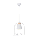 Metal Down Lighting Macaron Pendant Lamp With Bird Cage Shape And Barrel Shade - White/Black/Grey