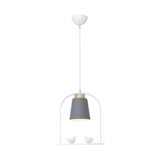 Metal Down Lighting Macaron Pendant Lamp With Bird Cage Shape And Barrel Shade - White/Black/Grey