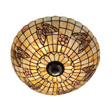 Butterfly Light Beige Glass Lodge Semi Flush Mount For Dining Room - Set Of 5 Bulbs
