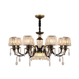 Clear Crystal Glass Cone Pendant Light With Black 3/8-Bulb Ceiling Chandelier