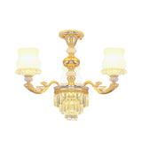 Modern Gold Crystal Glass Flower Ceiling Flush Light For Bedroom (3/6 Lights)