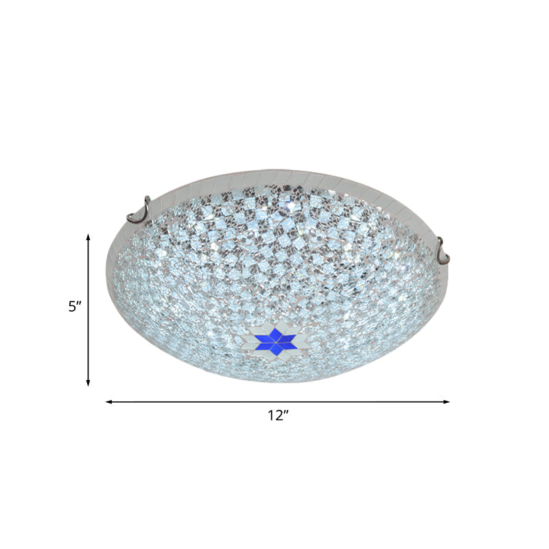 Mediterranean Clear Crackle Glass Flushmount Lighting Checkered Basket Design 2/3-Head 12/16 Width