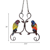 Baroque Cut Glass Parrot Chandelier: 2 Head Bronze Pendant Lighting With Scrolled Frame