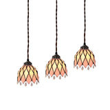 Bowl/Morning Glory Multi-Light Pendant - Pink Stained Glass Baroque Style Hanging Lamp Kit Perfect