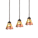 Bowl/Morning Glory Multi-Light Pendant - Pink Stained Glass Baroque Style Hanging Lamp Kit Perfect