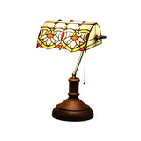Dark Brown Stained Glass Nightstand Table Lamp With Pull Chain - Mediterranean Style