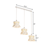 Modern White Cluster Pendant Light With Flared Iron Shade - Set Of 3 Dining Room Bulbs