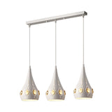 Iron Teardrop Cluster Pendant Light With Crystal Decor - 3 White Heads