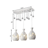 Modern Hollow-Out Floret Iron Multi-Light Ceiling Lamp With Crystal Droplet - 3-Light Pendant