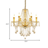 Modern 6-Head Crystal Swag Chandelier - Elegant Gold Finish Hanging Light Kit