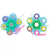 Blue Blossom Ceiling Mount Light With Hanging Butterfly: 7-Head Wood Lamp For Child Bedroom