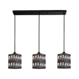 Modernist Cuboid Cluster Pendant Light - Black Finish 3 Lights Crystal Block Suspension Lamp