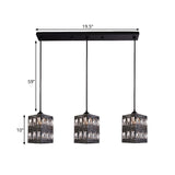 Modernist Cuboid Cluster Pendant Light - Black Finish 3 Lights Crystal Block Suspension Lamp