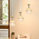 Modernism Pendant Lamp With Crystal-Encrusted Shade - Gold Ball Ceiling Fixture
