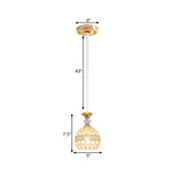 Modernism Pendant Lamp With Crystal-Encrusted Shade - Gold Ball Ceiling Fixture