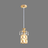 Modern Gold Crystal Pendant Light With Cylindrical Suspension