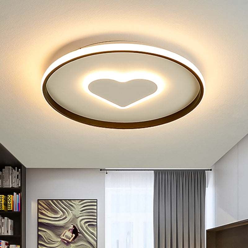 Nordic Heart Flush Mounted Led Bedroom Light - Pink/Black/White