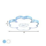 Ultrathin Acrylic Led Bedroom Flush Mount Lamp With Cartoon Flower Design In White/Blue