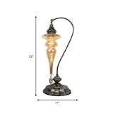 Bohemia Amber Glass Table Lamp With Brass And Gloss Black Finish