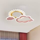 Rainbow Cloud Led Pink Flushmount For Childs Bedroom