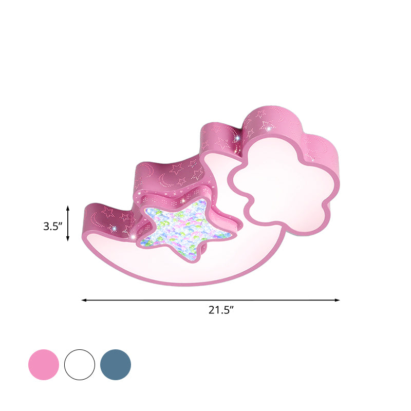 Nordic Led Flush Ceiling Light With Acrylic Starry Sky Design - Ideal For Childs Bedroom