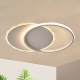 Sleek Moon Led Semi Flush Ceiling Light Fixture In White/Coffee Brown With Multiple Lighting Options
