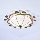 Retro Style Stained Glass Ceiling Light Fixture - Bowl-Shaped 3 Bulbs Flushmount