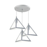 Retro Industrial Hanging Lamp With Wire Guard And Canopy In Black/White - 3 Heads Pendant Lighting