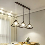 Retro Industrial Hanging Lamp With Wire Guard And Canopy In Black/White - 3 Heads Pendant Lighting