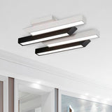 Contemporary 4 - Light Black Linear Semi Flush Light - Acrylic & Metal Ceiling Fixture (Warm/White)