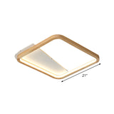 Simple Wooden Rectangular Led Flush Mount Ceiling Light - 13’/17’/21’ Wide