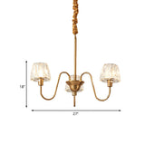 Gold Finish Conical Chandelier With Crystal Pendulum And Gooseneck Arm (3/6 Bulbs)