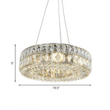 Minimalist Circle Crystal Chandelier Pendant Light With Beveled Prisms - 8-Bulb Dining Room Fixture
