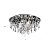 Contemporary Crystal Fringe Flush Mount Ceiling Light With 4 Chrome Heads