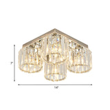 Modern Chrome Flush Mount Ceiling Lamp With Prismatic Crystal Bulbs